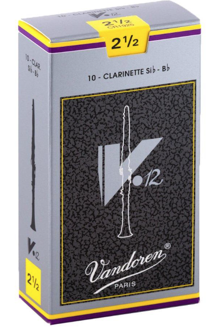 Vandoren V12 Bb Clarinet Reeds, Strength 2.5, 10-Pack