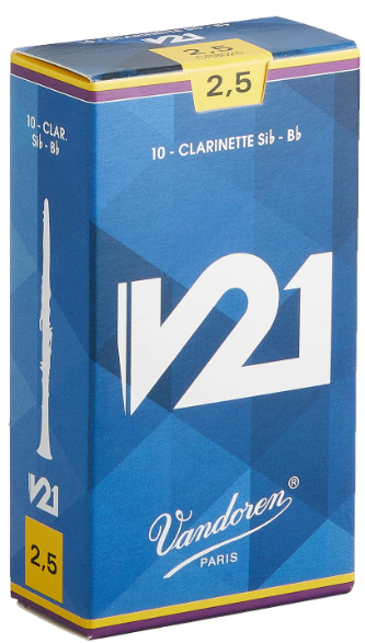 Vandoren V21 Bb Clarinet Reeds, Strength 2.5, 10-Pack