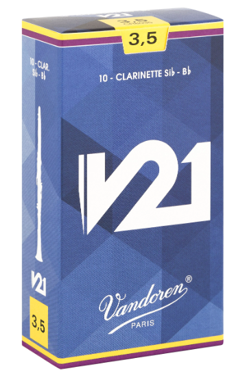 Vandoren V21 Bb Clarinet Reeds, Strength 3.5, 10-Pack