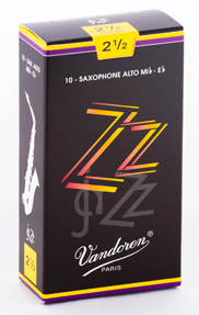 Vandoren ZZ Alto Saxophone Reeds, Strength 2.5, 10-Pack