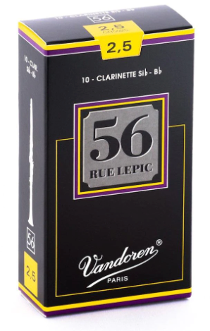 Vandoren 56 Rue Lepic Bb Clarinet Reeds, Strength 2.5, 10-Pack