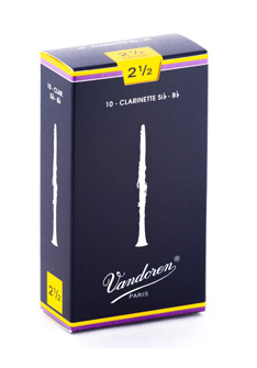 Vandoren Traditional Bb Clarinet Reeds, Strength 2.5, 10-Pack