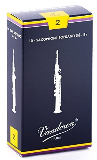 Vandoren Traditional Soprano Saxophone Reeds, Strength 2, 10-Pack