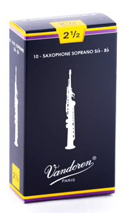 Vandoren Traditional Soprano Saxophone Reeds, Strength 2.5, 10-Pack