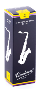 Vandoren Traditional Tenor Saxophone Reeds, Strength 2, 5-Pack