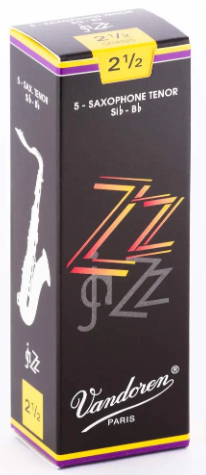 Vandoren ZZ Tenor Saxophone Reeds, Strength 2.5, 5-Pack