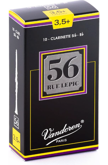 Vandoren 56 Rue Lepic Bb Clarinet Reeds, Strength 3.5+, 10-Pack