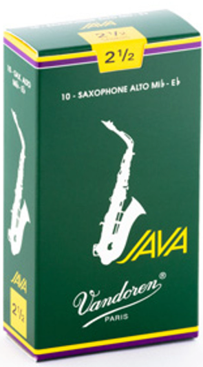 Vandoren Java Eb Alto Saxophone Reeds, Strength 2.5, 10-Pack