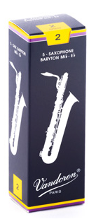 Vandoren Traditional Baritone Saxophone Reeds, Strength 2, 5-Pack