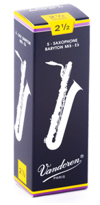 Vandoren Traditional Baritone Saxophone Reeds, Strength 2.5, 5-Pack