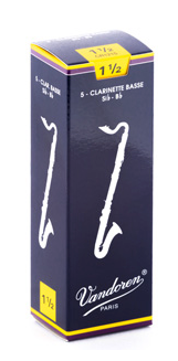 Vandoren Traditional Bass Clarinet Reeds, Strength 1.5, 5-Pack
