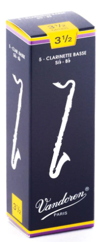Vandoren Traditional Bass Clarinet Reeds, Strength 3.5, 5-Pack