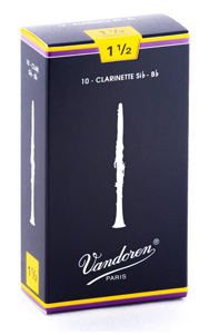 Vandoren Traditional Bb Clarinet Reeds, Strength 1.5, 10-Pack