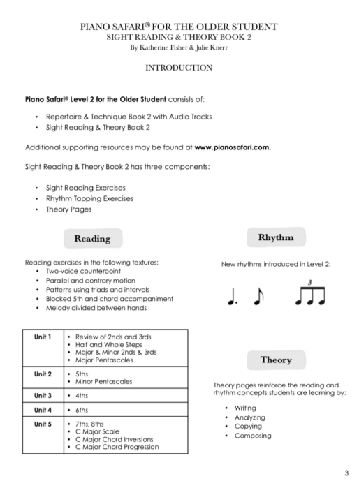 Piano Safari Older Student Sight Reading & Theory 2