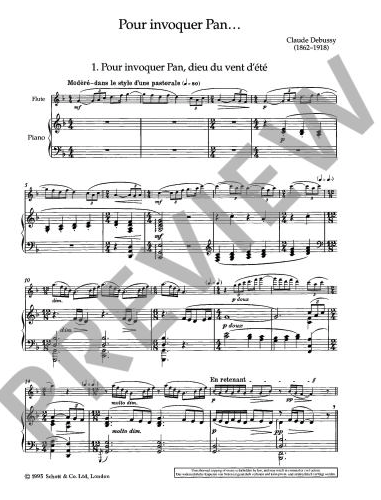 Debussy - Pour Invoquer Pan - Flute/Piano Accompaniment Roger Brison Schott Music ED12407