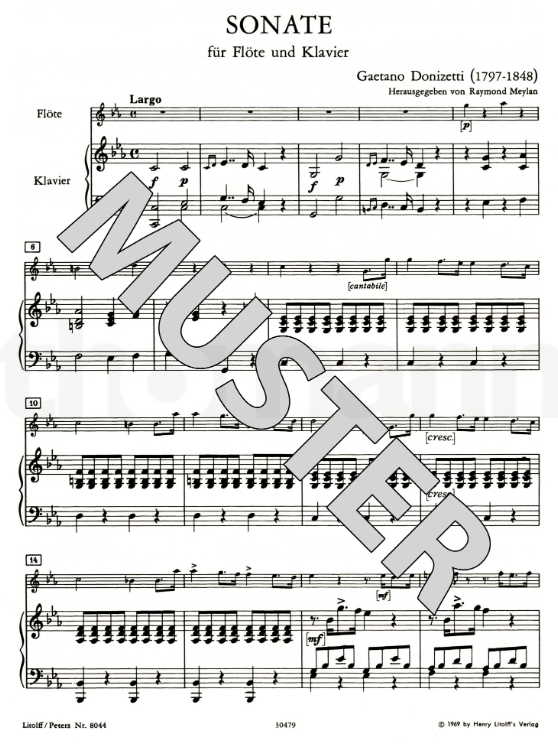 Donizetti - Sonata in Cmaj - Flute/Piano Accompaniment edited by Maylan Peters EP8044