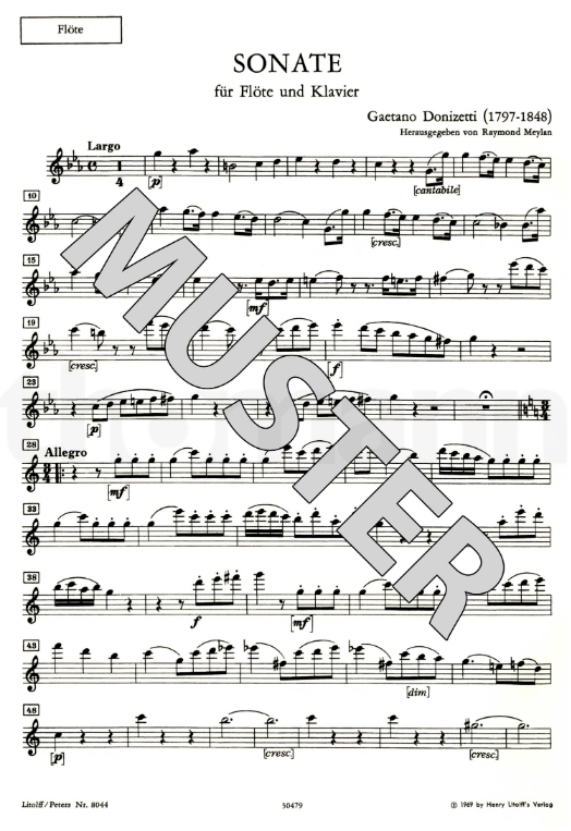 Donizetti - Sonata in Cmaj - Flute/Piano Accompaniment edited by Maylan Peters EP8044