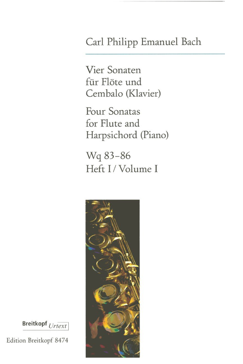 Bach - 4 Sonatas Volume 1 - Flute and Harpsichord/Piano Accompaniment Breitkopf & Hartel EB8474