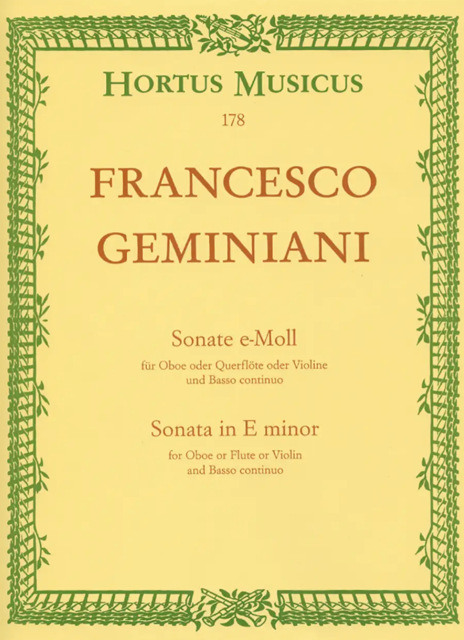 Geminiani - Sonata in Emin- Oboe or Flute or Violin & Basso Continuo Hortus Musicus BAHM178