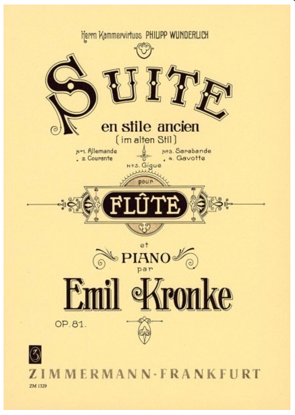 Kronke - Suite in Ancient Style Op81 - Flute/Piano Accompaniment Softcover Zimmermann ZM13290