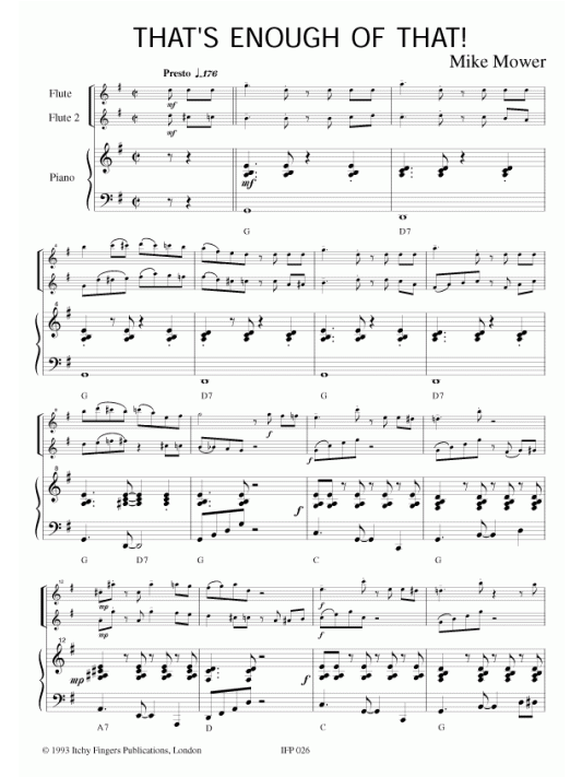 Not the Boring Stuff - Unusual exercises - Pieces for Flute and Piano (or 2 Flutes) - Mike Mower - Flute Itchy Fingers Publications