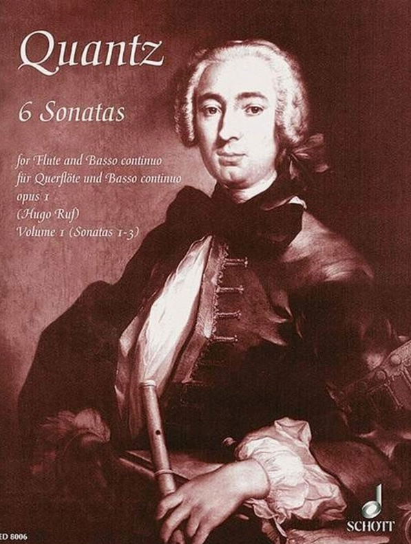 Quantz - 6 Sonatas Op1 Volume 1: #1-3 - Flute/Piano Accompaniment Schott ED8006