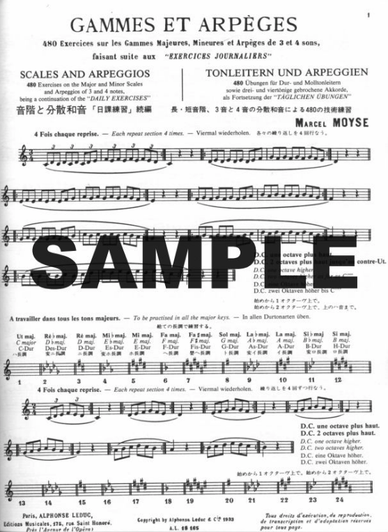 SCALES AND ARPEGGIOS [480 EXERCISES] FOR FLUTE - MOYSE - FLUTE - LEDUC AL18165