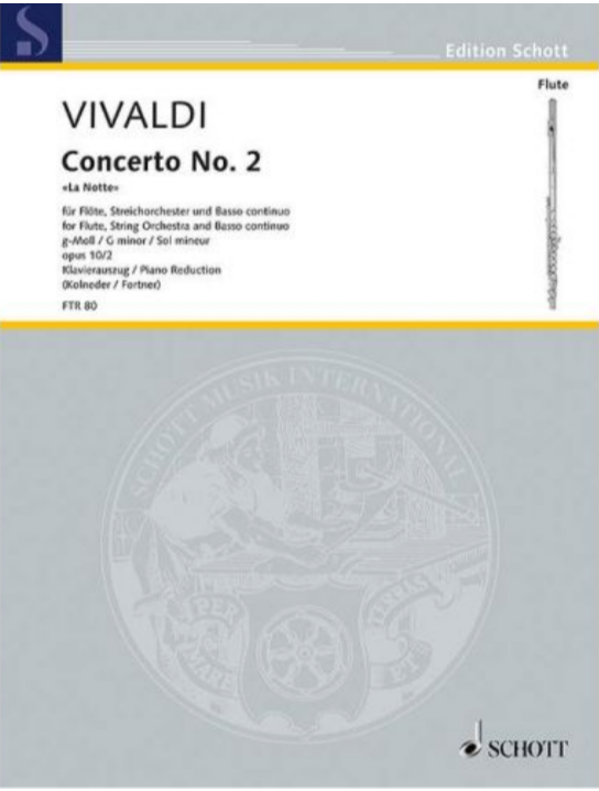 Vivaldi - Concerto #2 in Gmin Op10/2 La Notte RV439/PV342 -Flute/Treble Recorder Schott Music FTR80