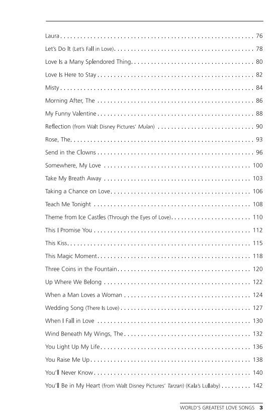 World's Greatest Love Songs Easy Piano