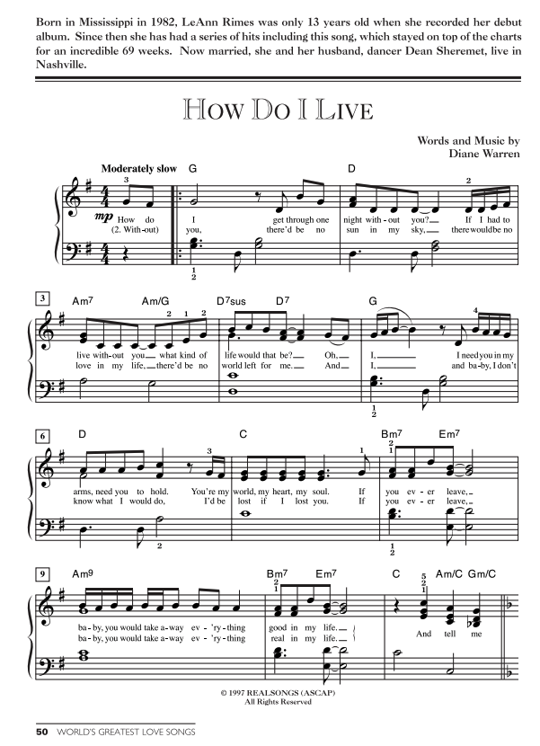 World's Greatest Love Songs Easy Piano