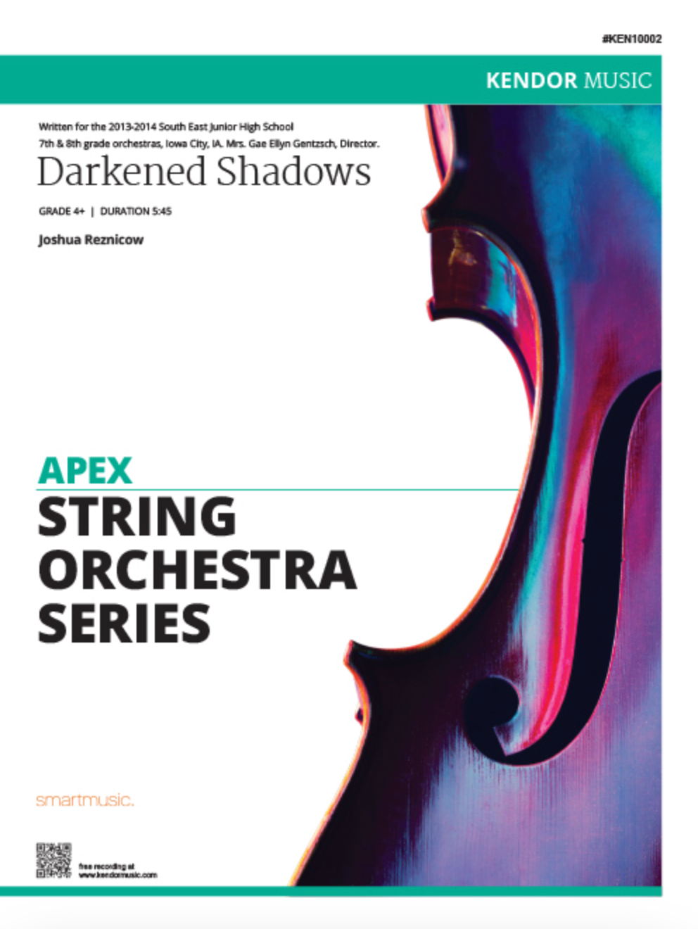 Reznicow - Darkened Shadows - Apex String Orchestra Grade 4.5 Score/Parts Kendor KEN10002