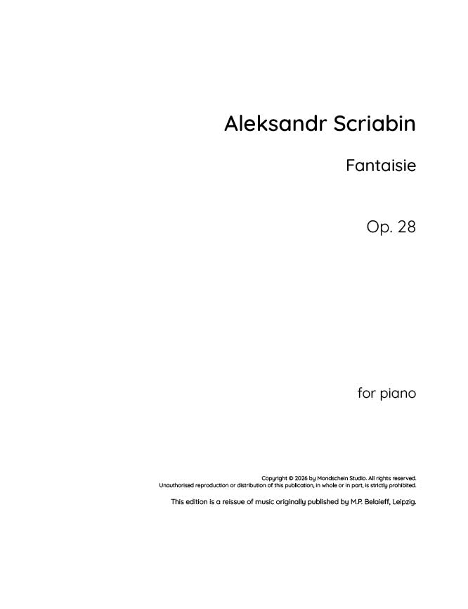 Scriabin - Fantaisie, Op. 28 - Piano (Digital Download)