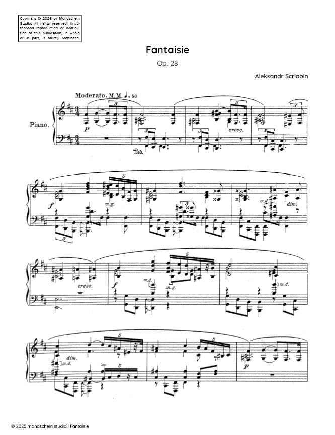 Scriabin - Fantaisie, Op. 28 - Piano (Digital Download)