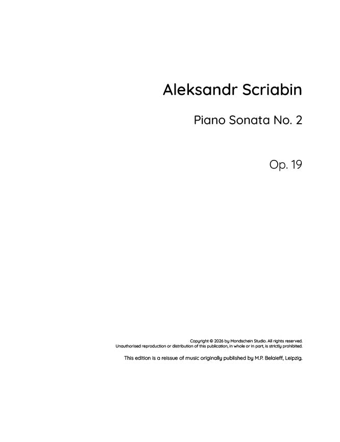 Scriabin - Piano Sonata No. 2, Op. 19 - Piano (Digital Download)