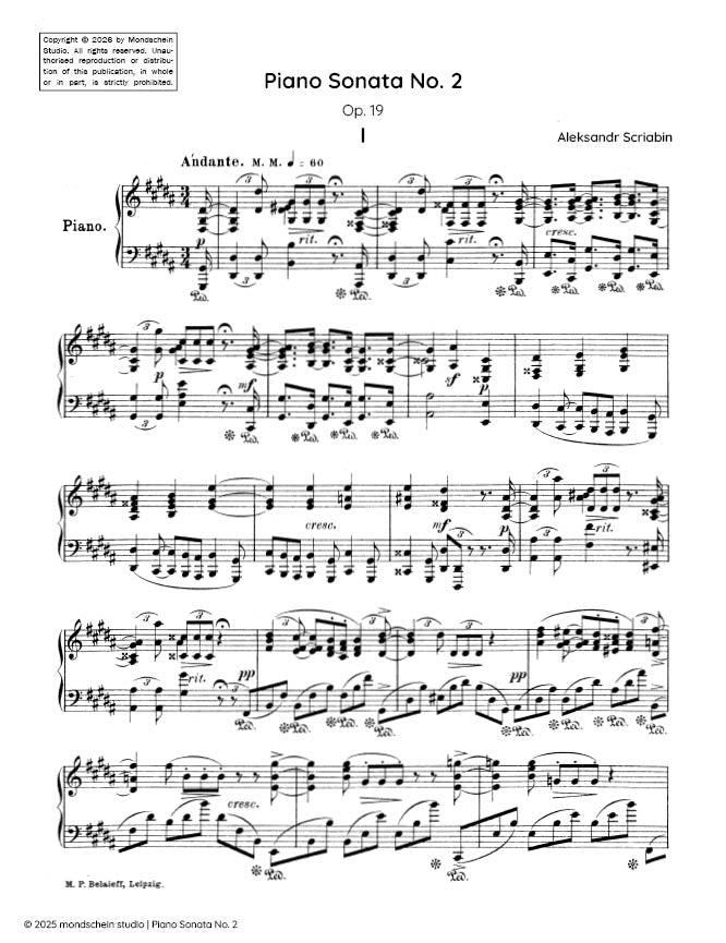 Scriabin - Piano Sonata No. 2, Op. 19 - Piano (Digital Download)