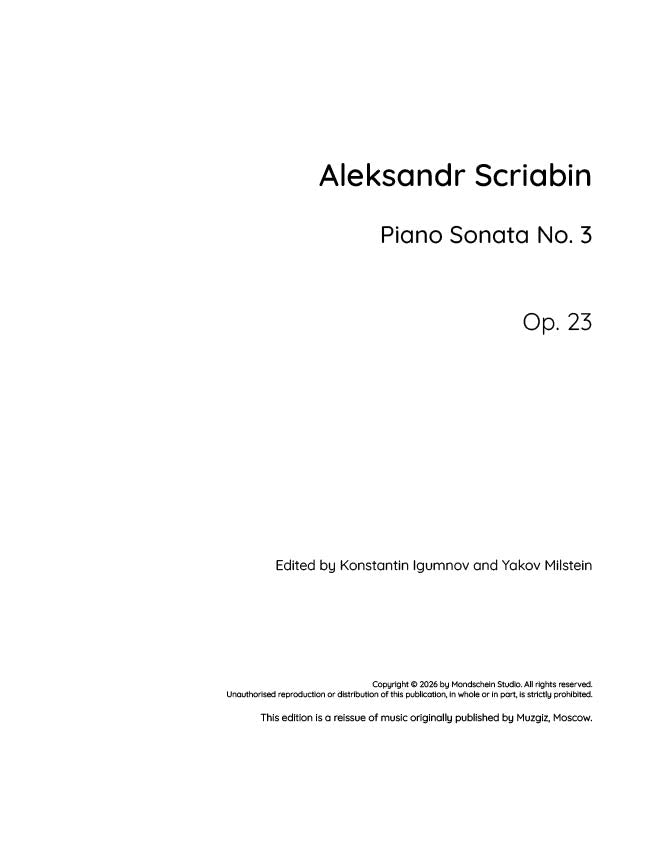 Scriabin - Piano Sonata No. 3, Op. 23 - Piano (Digital Download)