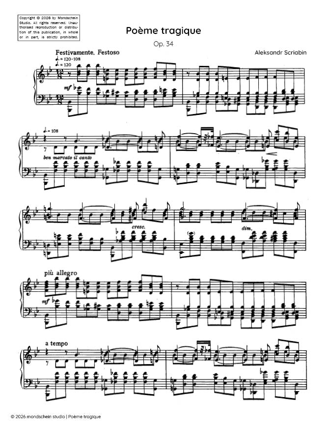 Scriabin - Poeme tragique, Op. 34 - Piano (Digital Download)