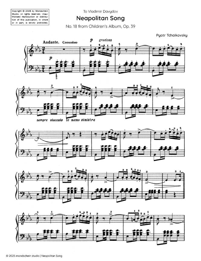 Tchaikovsky - Neapolitan Song, Op. 39 No. 18 - Mondschein Studio - Piano (Digital Download)