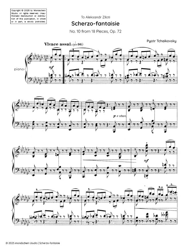 Tchaikovsky - Scherzo-fantaisie from 18 Pieces, Op. 72 No. 10 - Piano (Digital Download)