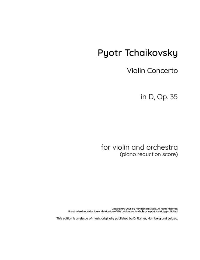 Tchaikovsky - Violin Concerto in D, Op. 35 - Mondschein Studio - Violin/Piano Accompaniment (Digital Download)