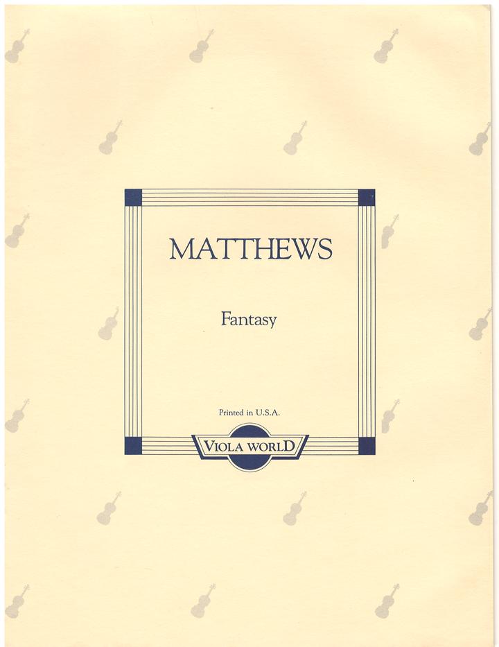 Matthews - Fantasy - Viola/Piano Accompaniment arranged by Arnold Viola World VWP000022