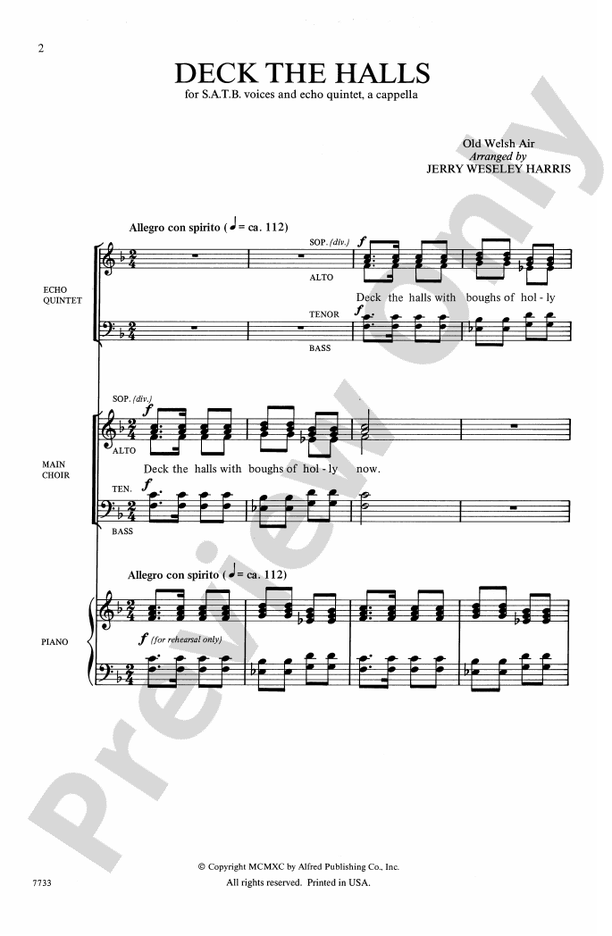 Deck the Halls – SATB (with Echo Quintet), a cappella Choral Octavo (Digital Download)