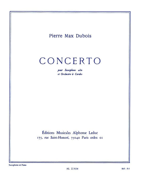 CONCERTO NO 1 ALTO SAXOPHONE - DUBOIS - Leduc
