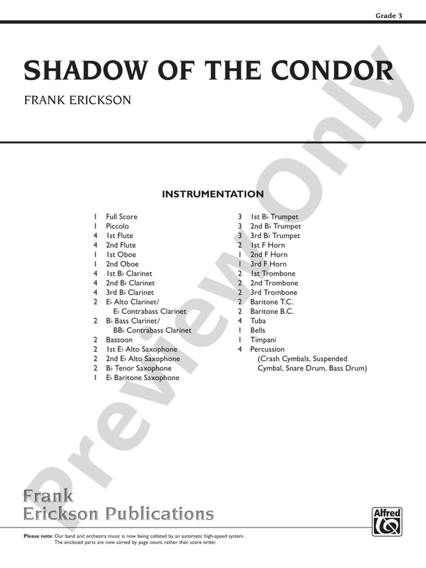 Shadow of the Condor - Concert Band Conductor Score & Parts (Digital Download)