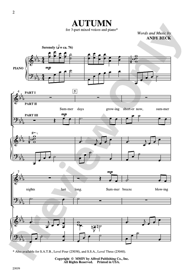 Autumn – 3-Part Choral Octavo (Digital Download)