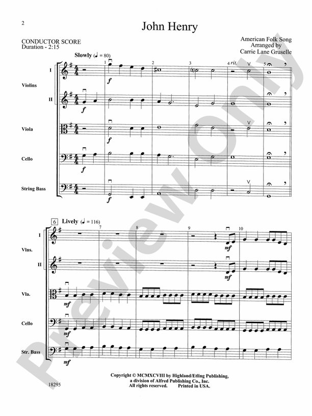 John Henry – String Orchestra Conductor Score & Parts (Digital Download)