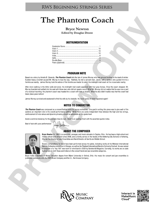 The Phantom Coach - String Orchestra Conductor Score & Parts (Digital Download)