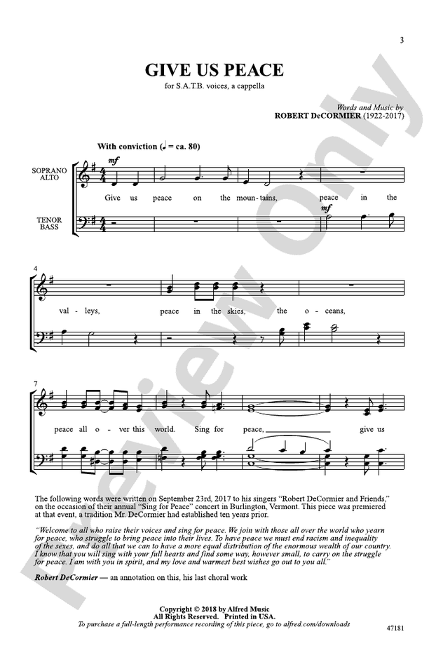 Give Us Peace – SATB, a cappella Choral Octavo (Digital Download)