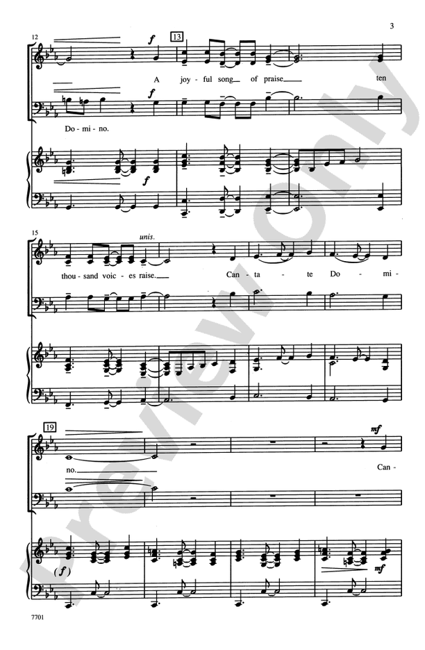 Cantate Domino - Arr. Jay Althouse – 3-Part Mixed Choral Octavo (Digital Download)
