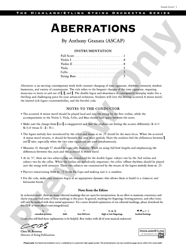 Aberrations - String Orchestra Conductor Score & Parts (Digital Download)
